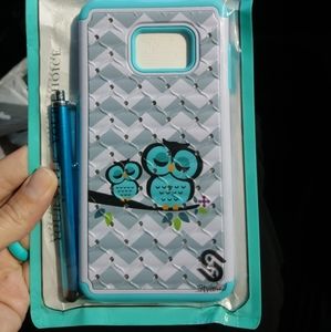 Galaxy S6 plus case with stylus teal owl